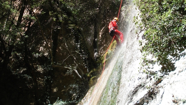 Canyoning on Cucco Mountain inside the Rio Freddo Gorge