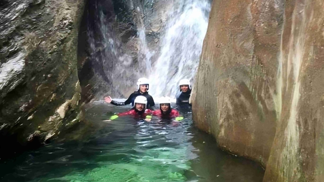 Exciting canyoning at the Selvano stream in the Garfagnana area